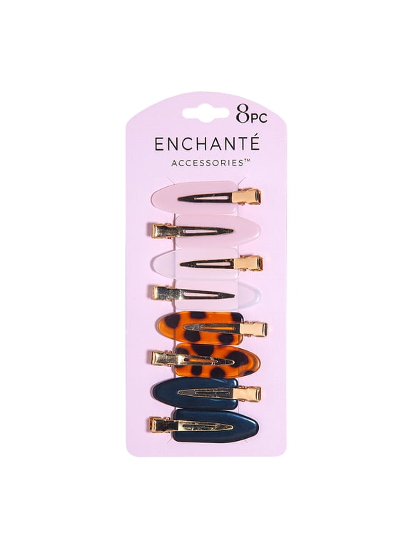 Enchante Accessories MultiColor NonSlip Creaseless Hair Clips, NoDent Styling Clips for Makeup, HeatFree Hair Styling & Sectioning, 8 Count