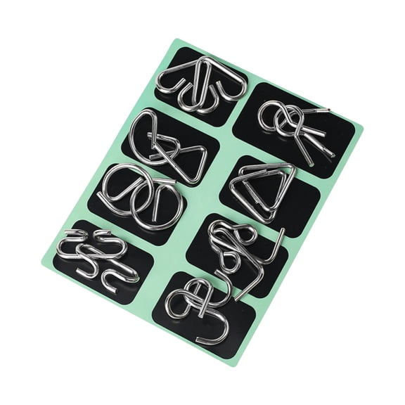 8PC Metal Brain Teaser Puzzles Ring, Interlocking Metal Wire IQ Logic Game, Challenging Iron Ring Puzzle for Kids Adults, Educational Party Favor Travel Thinking Toy