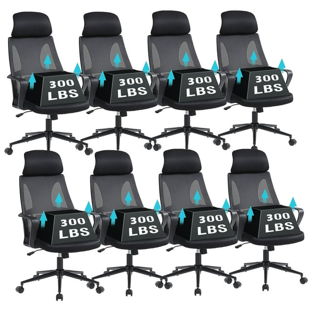 8PC Office Chair Ergonomic Desk Chair(300lbs) Comfort Adjustable Height