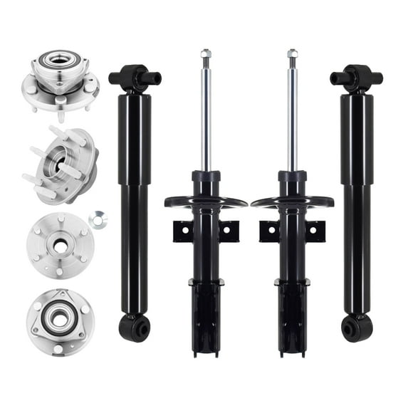 Set of 8 Wheel Hub Bearing Assembly-Suspension Strut-Shock Absorber For 2007-2012 GMC Acadia Monotube Performance Upgrade