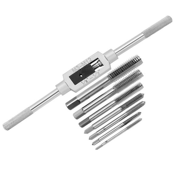 8PC with adjustable tap wrench 1/16-1/2 '', M3-M12 manual thread tap set, used for internal and external thread taps