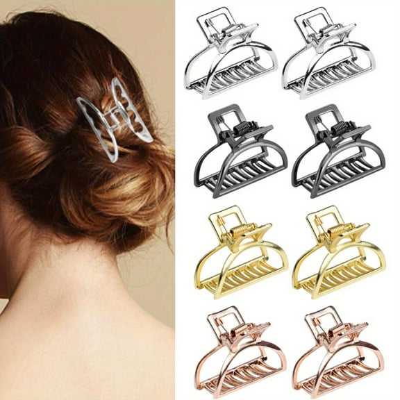 8PCS 0.7*1.57 Inch Elegant Small Alloy Half-Moon Hair Claw Clips, Chic Mixed Color, Perfect for Casual or Formal Hairstyles, Cute Fashion Hair Accessories