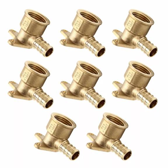 8PCS 1/2" PEX Brass Drop Ear Elbow Fittings, 1/2" Female Crimp Connectors, Lead-Free (LF) for Plumbing, Shower Valve, Pipe Repair