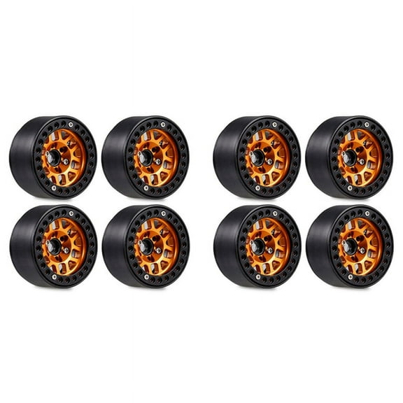 8PCS 1.9 Metal Beadlock Wheel Hub Rim for 1/10 RC Crawler Axial SCX10 90046 AXI03007 TRX4 RedCat D90,Orange