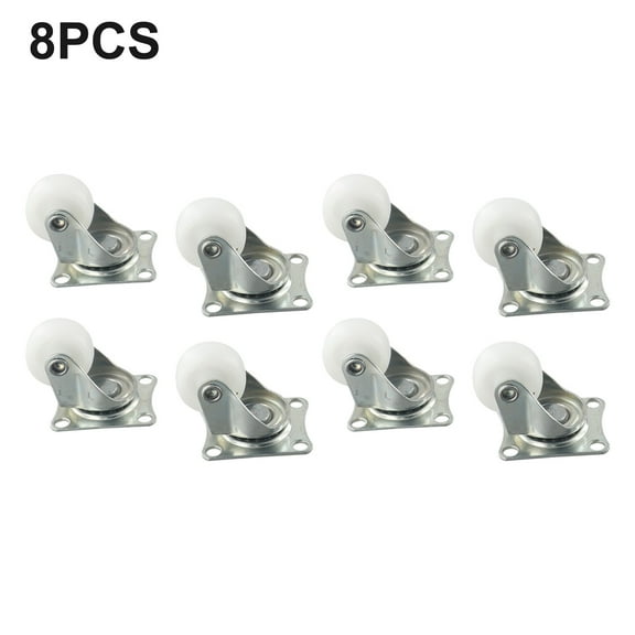 8PCS 1 Inch 25mm Caster Trolley Swivel Casters with Rubber Ball Bearing Wheels
