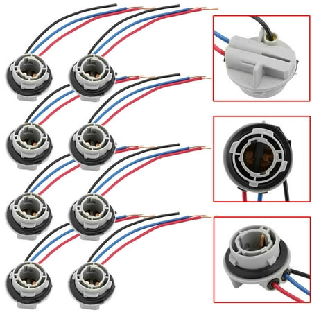 8PCS 1157 2357 LED Pig Tail Plug Stop Brake Turn Light Bulb Socket Harness Wire