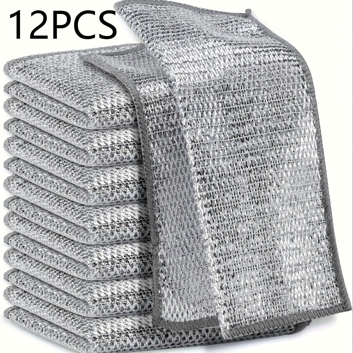 8PCS/12PCS/16PCS Set Non-Scratch Steel Wool Dishcloth - Multi Purpose Wire Dishwashing Rags Kitchen Towels and Dishcloths Sets Durable Cleaning Pads Bathroom Home Essentials Cleaning Supplies Tools