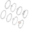 thumbnail image 1 of 8PCS 14K Gold/Silver Plated Stacking Ring Set for Women Teen Dainty Thumb Stackable Rings Gold Heart CZ Non Tarnish Rings Plain Band Size 4-11, 1 of 2