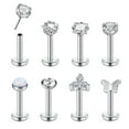 thumbnail image 1 of 8PCS 18G Push in Theadless Nose Rings Studs Hypoallergenic Flat Back Nose Piercing, 1 of 6
