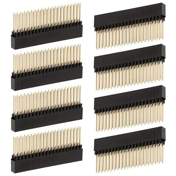 8PCS,2X20(40 Pin) Extra Tall Female 0.1 Inch Pitch Stacking Header for A+/B+/Pi 2/Pi 3 Extra Tall Header,8 * pin headers,black