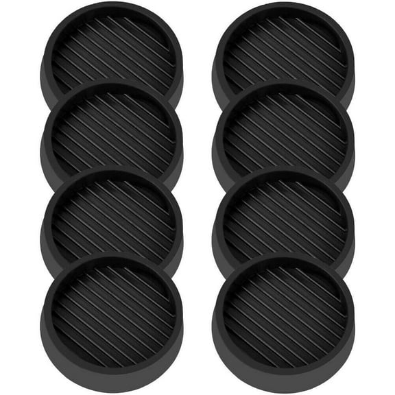 8PCS 2X2inch Black Caster Cups, Round Rubber Furniture Cups with Anti-Sliding Floor Grip, Non Skid Furniture Caster Cups Furniture Floor Protectors
