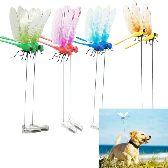8PCS 3D Dragonfly Clips, Fake Dragonflies Decoration, Creative Hat Clip, Outdoor Ornament for Yard/Lawn/Flower Bed, Natural and Organic Concepts