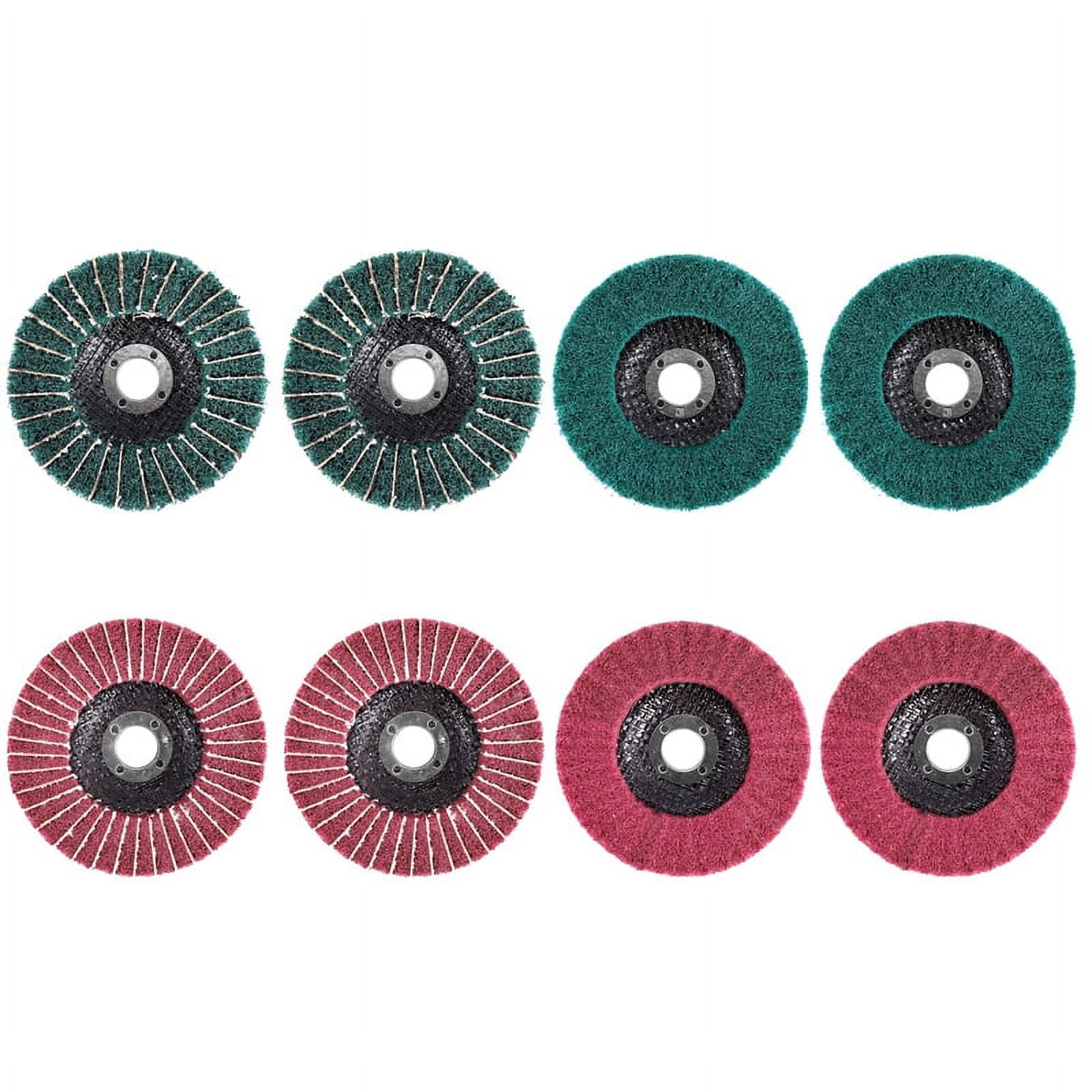 8PCS 4 Inch Red & Green Nylon Fiber Flap Discs Set Assorted Sanding