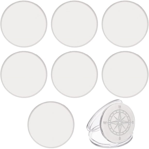 8PCS 40mm Round Blank Challenge for Laser Engraving Metal Stamping Blank Iron Discs with Acrylic Protection Box