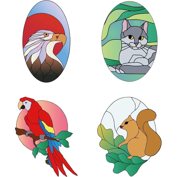 8PCS 6.3 Inch Animal Window Decals Static Bird Cat Squirrel Eagle Glass Sliding Door Sticker Clings Waterproof Vinyl Film Bedroom Bathroom Decals