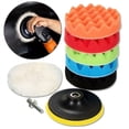 thumbnail image 1 of 8PCS 7 Inch Buffing Polishing Pads Kit 5pcs Polishing Sponge 1 pc Wool Pad 5 x Polishing Pads 1 x Adhesive Backer Pad with handle Waxing Buffing Pad Kit for Car, 1 of 7