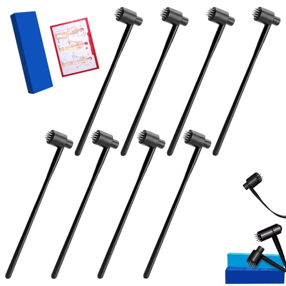 8PCS 7 Star Plum Blossom Hammer for Scalp Compact Stainless Steel Dermal Needle Tapping Tool with Flexible Abs Handle for Home Care