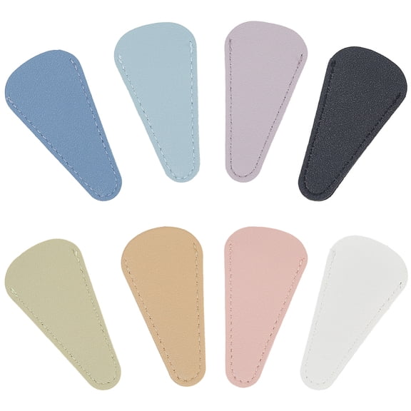 8PCS 8 Colors PU Leather Scissor Sheath Waterproof Small Safty Tip Protective Case Durable Scissor Cover Portable Beauty Trimming Tool Protector