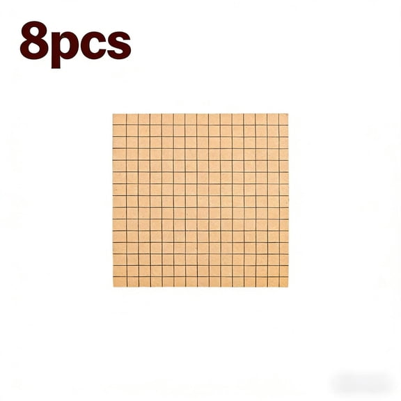 8PCS 80 Pack Grid Sticky Notes, 3x3 Inch Kraft Brown Self-Adhesive Memo Pads for Office & Reading Organization