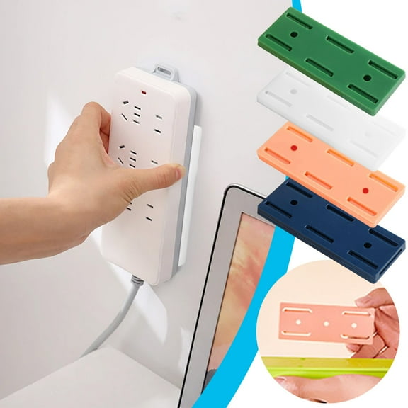 8PCS Adhesive Punch-Free Socket Holder,Self-Adhesive Desktop Socket Fixer,Punch Free Strip Holder Plug-In Power Strip Holder Fixator Socket Fixer Bracket Stand for Home Office