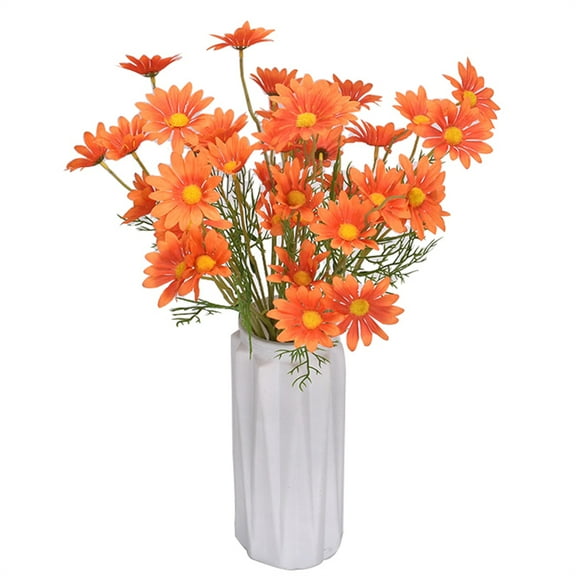 8PCS Artificial Flowers Fake Daisy Wildflowers Silk Faux Flower with Stems Arrangements for Home Outdoor Indoor Vase Kitchen Table Wedding Office Party Garden Décor(Orange)