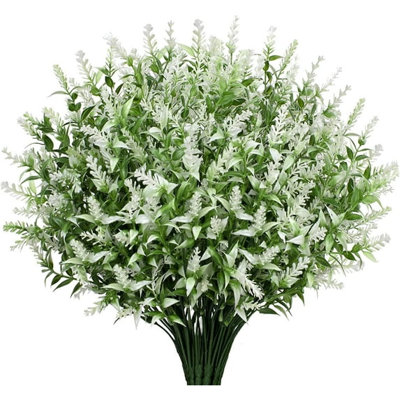 8PCS Artificial Lavender Flower, ZOELNIC Plastic Lavender Fake Plant for Wedding Home Garden Aesthetic Room Spring Summer Home Décor (White)
