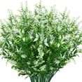 thumbnail image 1 of 8PCS Artificial Lavender Flowers Outdoor UV Resistant No Fade Fake Boxwood Faux Plastic Shrubs Plants for Garden Patio Porch Window Box Home Wedding Farmhouse Hanging Décor, 1 of 9