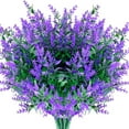thumbnail image 1 of 8PCS Artificial Lavender Flowers Outdoor UV Resistant No Fade Fake Boxwood Faux Plastic Shrubs Plants for Garden Patio Porch Window Box Home Wedding Farmhouse Hanging Décor, 1 of 9
