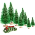 thumbnail image 1 of 8PCS Artificial Mini Christmas Trees, Bottle Brush Trees with Wood Base, Frosted Sisal Xmas Tree, DIY Crafts Mini Pine Tree for Party Home Table Top Decor Winter Ornaments, 1 of 7