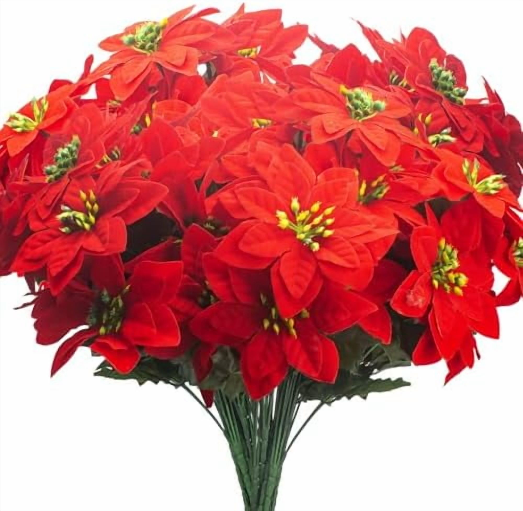 8PCS Artificial Poinsettia Flowers Christmas Decorations Silk ...