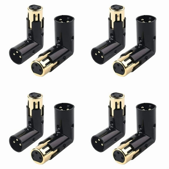8PCS Audio Adapter Plug Adjustable Male to Female Right Angle XLR 3Pin Black (XLR 90 Degree Adapter)