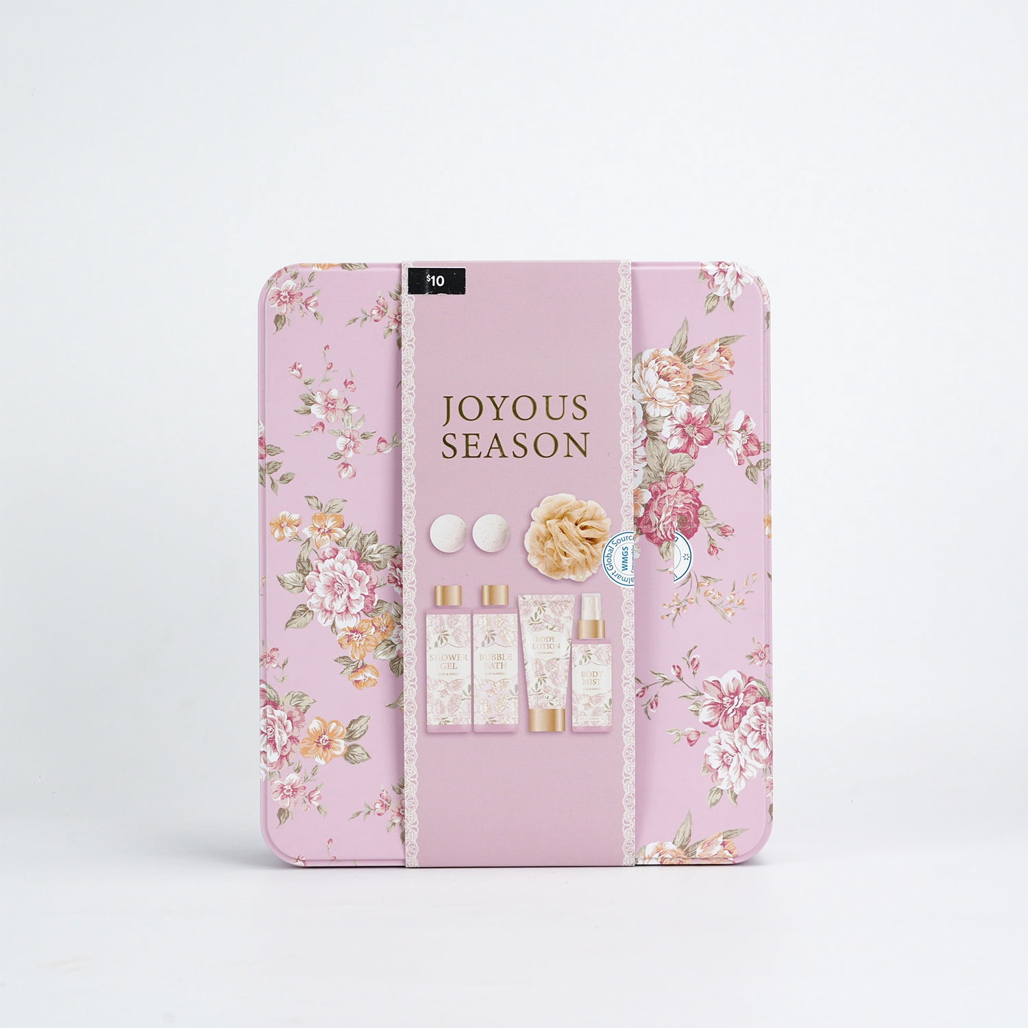 Bath Set, Rose and Peony Scent, 8 Pieces