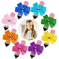 thumbnail image 1 of 8PCS Back to School Bow Hair Clips Colorful Pencil Hair Bow Barrettes Ponytail Holder Grosgrain Hairgrips Cheer Hair Bows Tie for First Day of School Kids Cheerleader Hair Accessories, 1 of 6