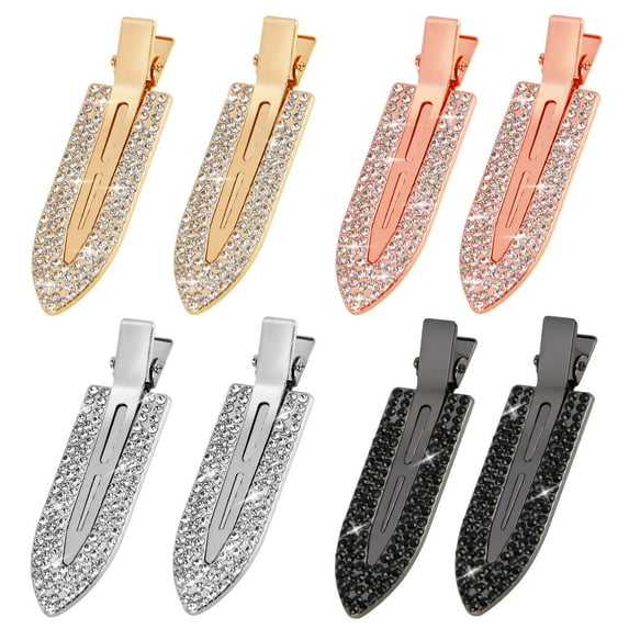 8PCS No Bend Hair Clips, Rhinestone No Bend Clips Hair Styling Bangs Clips Diamond Metal No Bend No Dent Flat Clip Curl Makeup Pin Barrette for Women Hairstyle Salon Hairdressing Waves Application