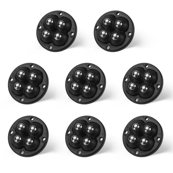 8PCS Black Self Adhesive Caster Wheels Mini Swivel Wheels Stainless Steel Paste Universal Wheel Heavy Duty 360 Degree Rotation Sticky Pulley for Storage Box Furniture Trash Can