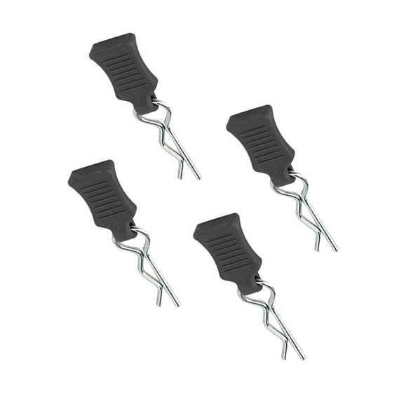 8PCS Body Clips Bent Springy Pins Secure Shell Pin and Mounting Bracket Set Model Bent Body Clamp Accessories for 1/8 1/10 1/12 RC Car (Black)