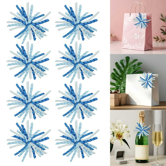 8PCS Bows for Gift Wrapping, Curly Ribbon Bows Self Adhesive Burst Gift Bow for Christmas Presents, Wine Bottle, Treat Bags, Bridal Shower Wedding Party Favor