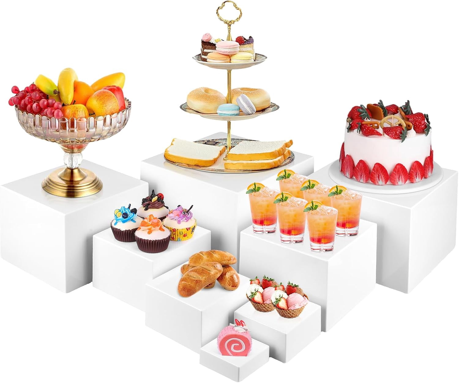8PCS Buffet Risers，Large Food Risers for Buffet Table, Dessert Table ...