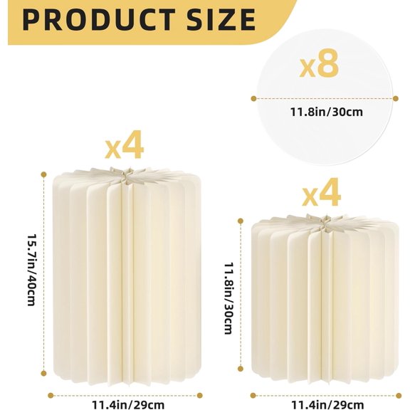 8PCS Cake Pedestal Stands for Parties, Foldable Cardboard Pillars with Acrylic Disc, White Cylinder Display Stands for Wedding Birthday Decor