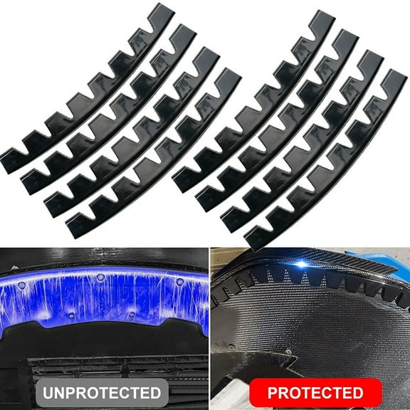 8PCS Car Bumper Guard Anti-Scratch Rubber Skid Plate Front Lip Protector Strip For SUV Truck Sports Car Glossy Black 35Cm
