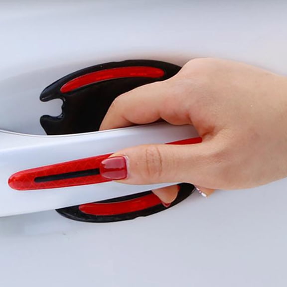 8PCS Carbon Fiber Car Door Handle Scratch Protector, Door Handle Bowl Paint Guard Cover Sticker, Exterior Auto Protective Film for Most Vehicles (Red)