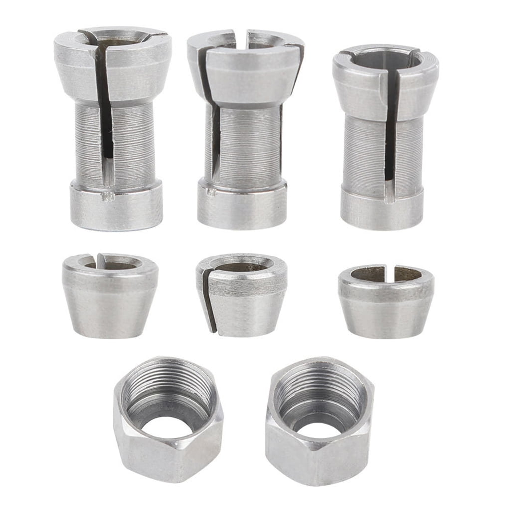 8PCS Carbon Steel Router Collet Adapter Set Suitable For Trim Router ...