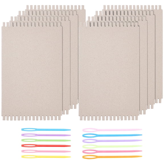 8PCS Cardboard Weaving Looms & 16PCS Safety Plastic Sewing Needles Wide Card Loom Weaving Boards Loom Tools for Beginners Knitting