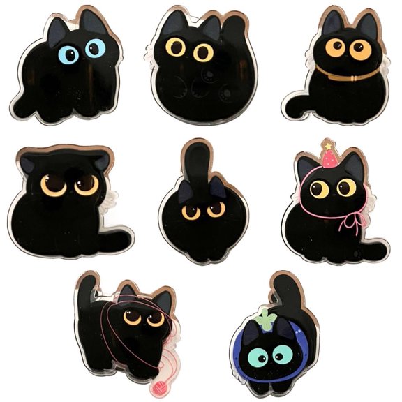 8PCS Cat-Shaped Magnetic Chip,Cute Chip Clips,Food Bag Clips,Black Cat Shaped Chip for Snack or for Use on The Fridge,Kitchen Organization and Home Use