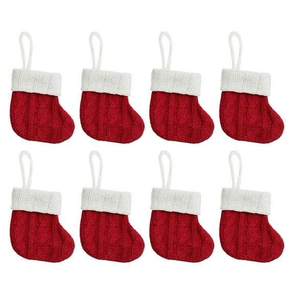 8PCS Christmas Knitted Stockings, Multi-Purpose Candy Bag & Tree Ornaments Holiday Party Supplies 8PCS Knitted Christmas Stockings Holiday Gifts for Her, Him, Family, Couples, Friends & Pets