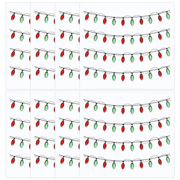 8PCS Christmas Lights Stickers 4x4in – 3D Glitter Adhesive Decals with Gem Embellishments for Xmas Crafts Scrapbooks Holiday Decor