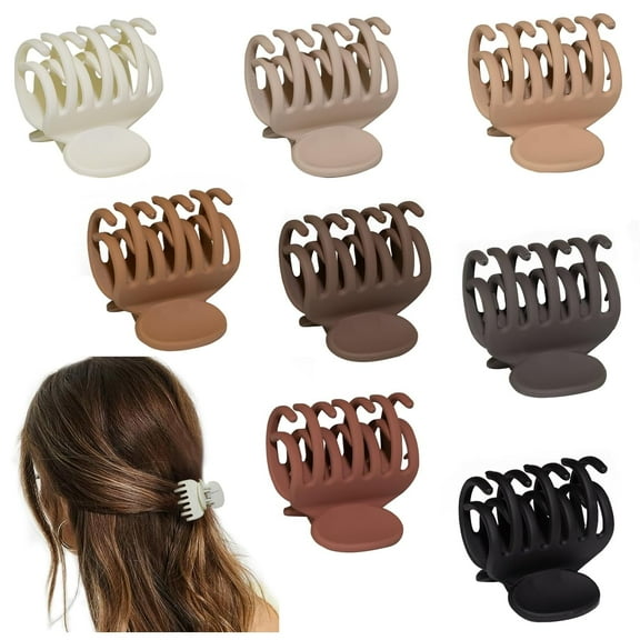 8PCS Claw Clips for Thin Hair Women, 1.6" Small Claw Clips Matte Medium Hair Claw Clips for Fine Thick Hair Strong Hold Double Row Teeth Hair Clips Cute Jaw Clamps (Warm Color)