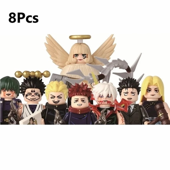8PCS Collectible Anime Building Block Action Figures Set | Desk Decor Display Statues | Compatible Mini Bricks Model Set for Fans Gift