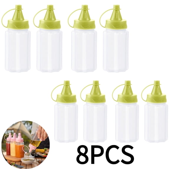 8PCS Condiment Squeeze Bottles Mini Plastic Mini Squeeze Bottles For Sauces Portable Mini Ketchup Bottle For Lunch Box Bento Accessories For Picnic Barbecue Kitchen Sauce Storage Containers,Green