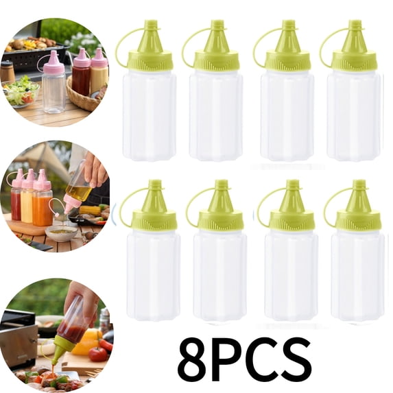 8PCS Condiment Squeeze Bottles Reusable Plastic Mini Ketchup Bottle For Lunch Box Mini Sauce Bottles Portable Mini Squeeze Bottles For Sauces For Camping Picnic Home Kitchen Bento Storage,Green